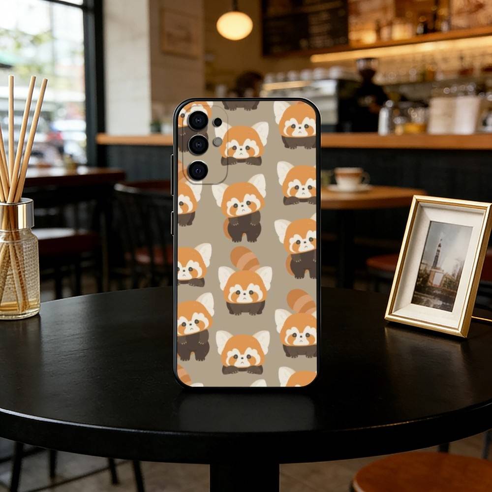 

Cute Western Red panda Phone Case For Samsung S25,S24,S21,S22,S23,S30,Ultra,S20,Plus,Fe,Soft Silicone Black Cover Samsung S21fe