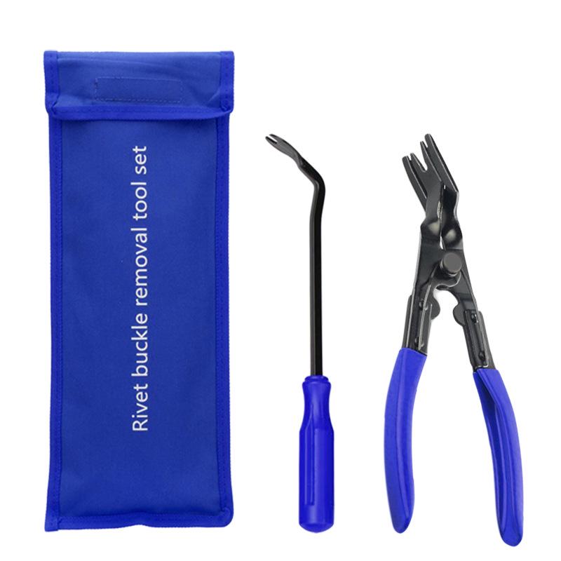 3-Piece Automotive Fastener and Rivet Removal Tool Set: 6-inch & 8-inch Screwdrivers, Pliers for Car Clip and Decorative Opening.