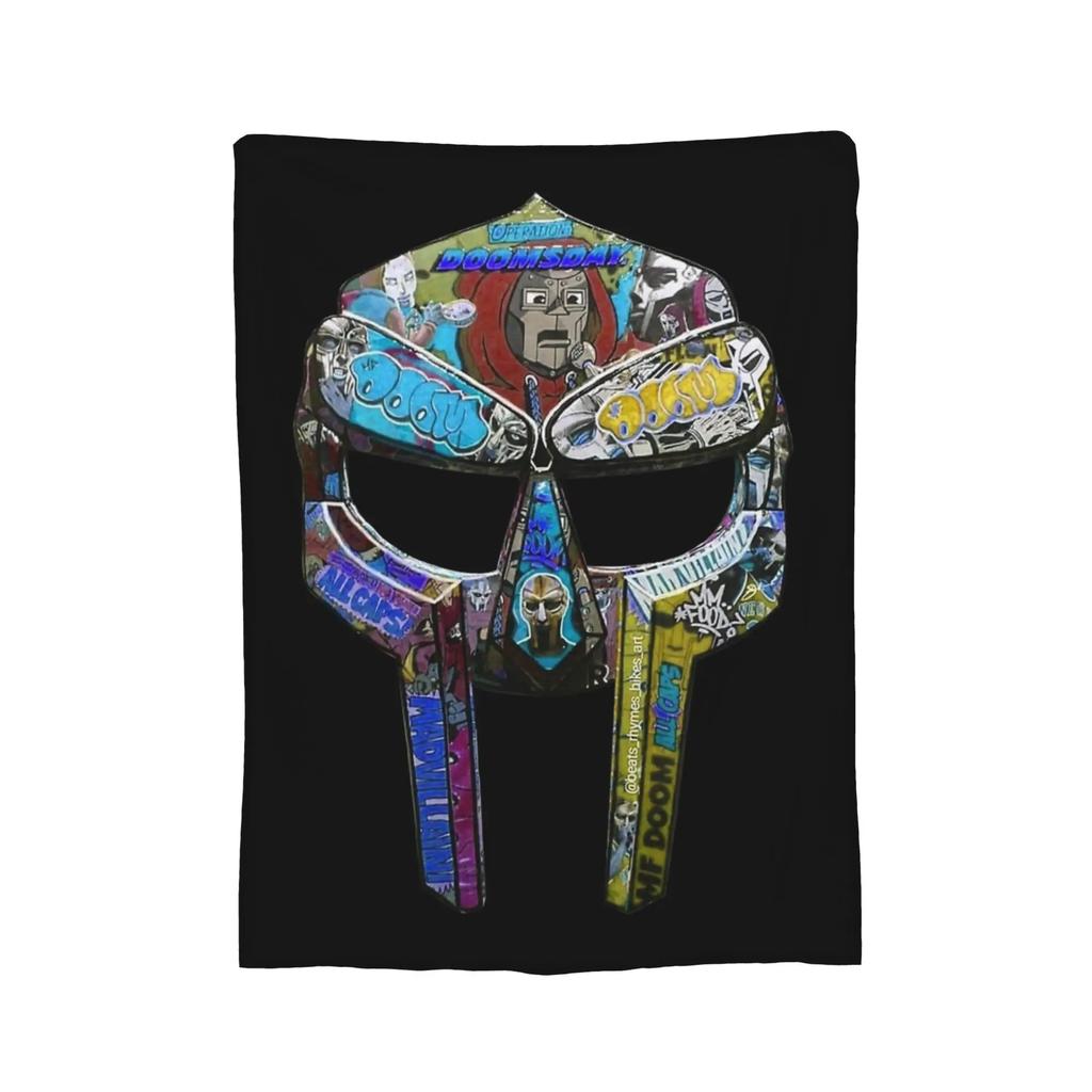 Rapper MF DOOM Gesicht Flanell Decke Weiche Atmungsaktive Bedruckte Überwurfdecke für Schlafzimmer Zuhause oder Teppichnutzung