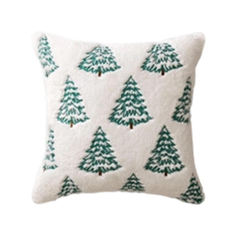 

Festives Christmas Tree Embroidery Faux Furs Pillowcase Multipurpose Sofa Square Cushion Cover Bedroom Decoration 45