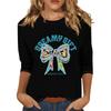 Women's Fashionable Casual Three Quarter Sleeve Printed Collar Pullover Top