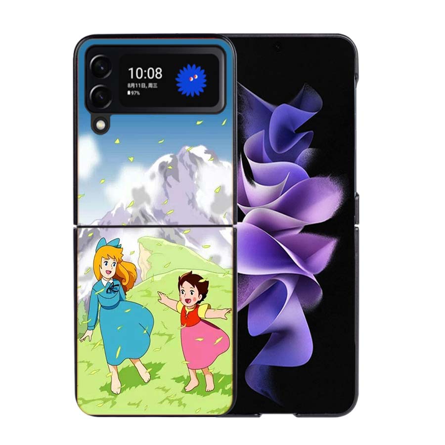 Heidi Cartoon Phone Case For Samsung Z Flip 7 6 5G Galaxy Z Flip4 Z Flip5 Z Flip3 Coque Black Hard PC Shell Protective Cover