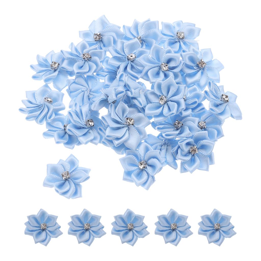 50/150 Pcs Small Ribbon Flowers Satin Ribbon Flowers Mini Fabric Flowers for Crafts DIY Wedding Ornament Appliques 1.2 Inch