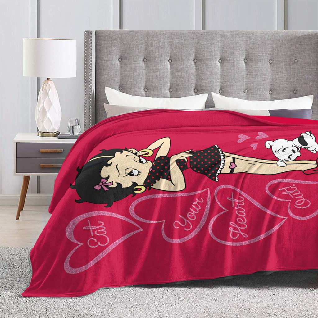 Soft Blanket Travel Office B-Bettys Boops Merry Christmas Throw Blanket  Flannel Bedspread For Couch Chair Novelty Sofa Bed