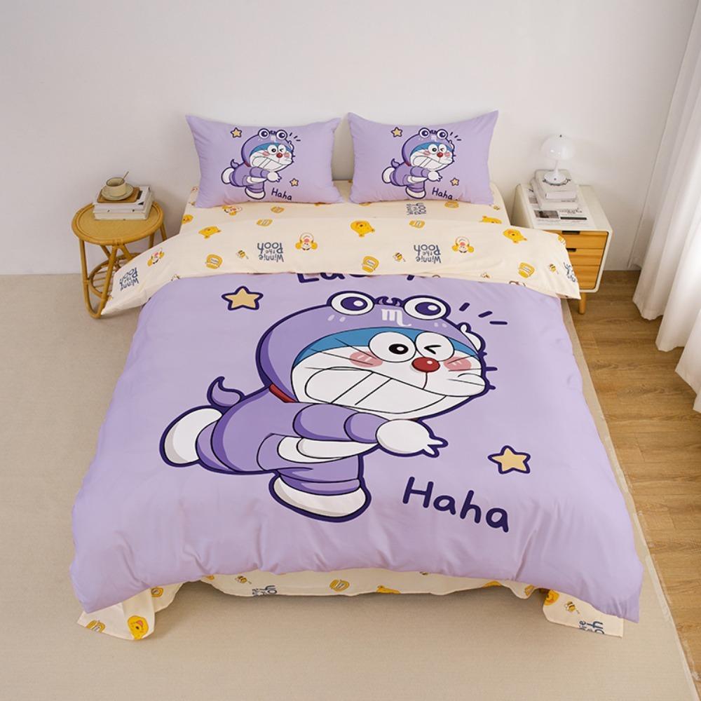 Blue Robotic Cat Bedroom set,Children'sGift Teenagers Adulte Microfibre Double Bed 2/3 pieceDuvet Coverwith Zip Room Decor
