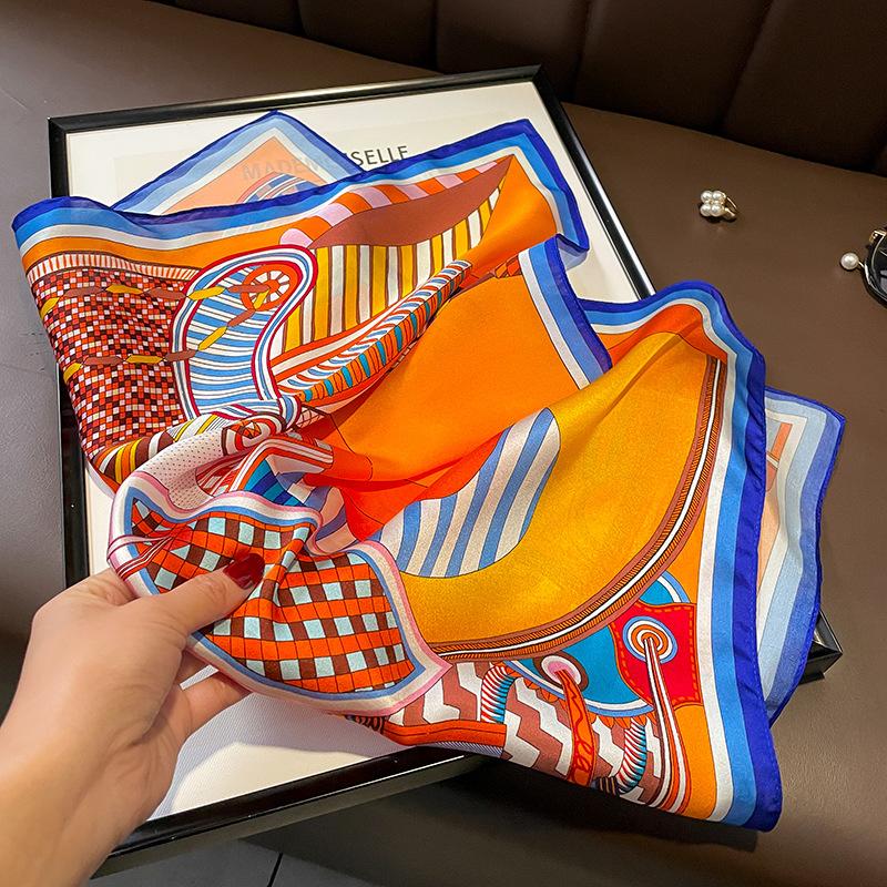 100% Nature Real Silk Square Scarf Women Luxury Brand Print Female Foualrd Scarves Neckerchief Bandana Neck Ties for Office Lady