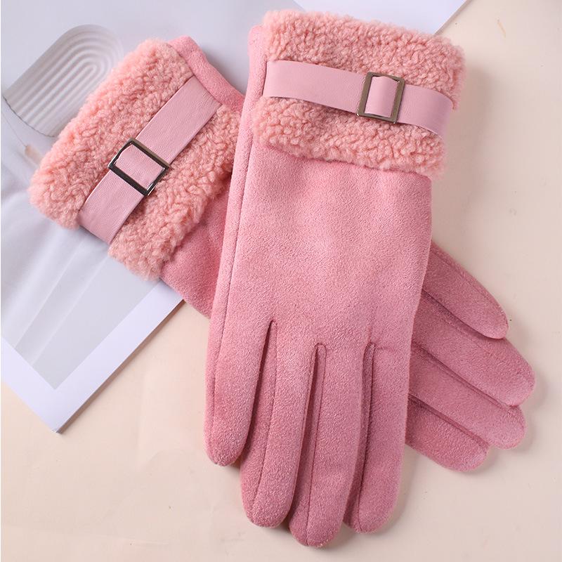Women's Winter 2025 Touchscreen Cycling Gloves - Windproof, Cold-Proof, Split-Finger Design with Fur Trim.