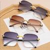 New Vintage Square Sunglasses Woman Classic Retro Gradient Mirror Frameless Sun Glasses