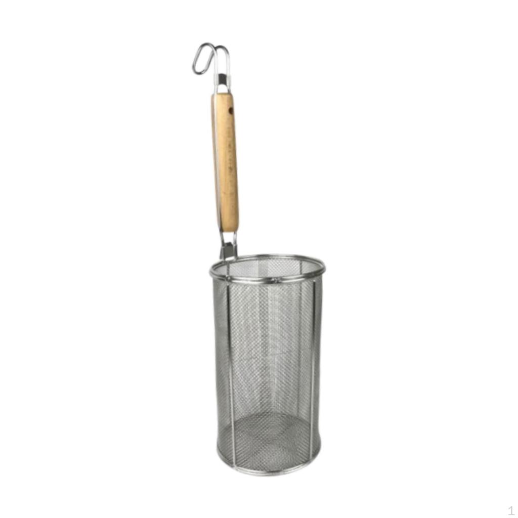 Kitchen Mesh Strainer Sieve Stainless Steel with Wood Handle Easy to Use Noodle Scoop Food