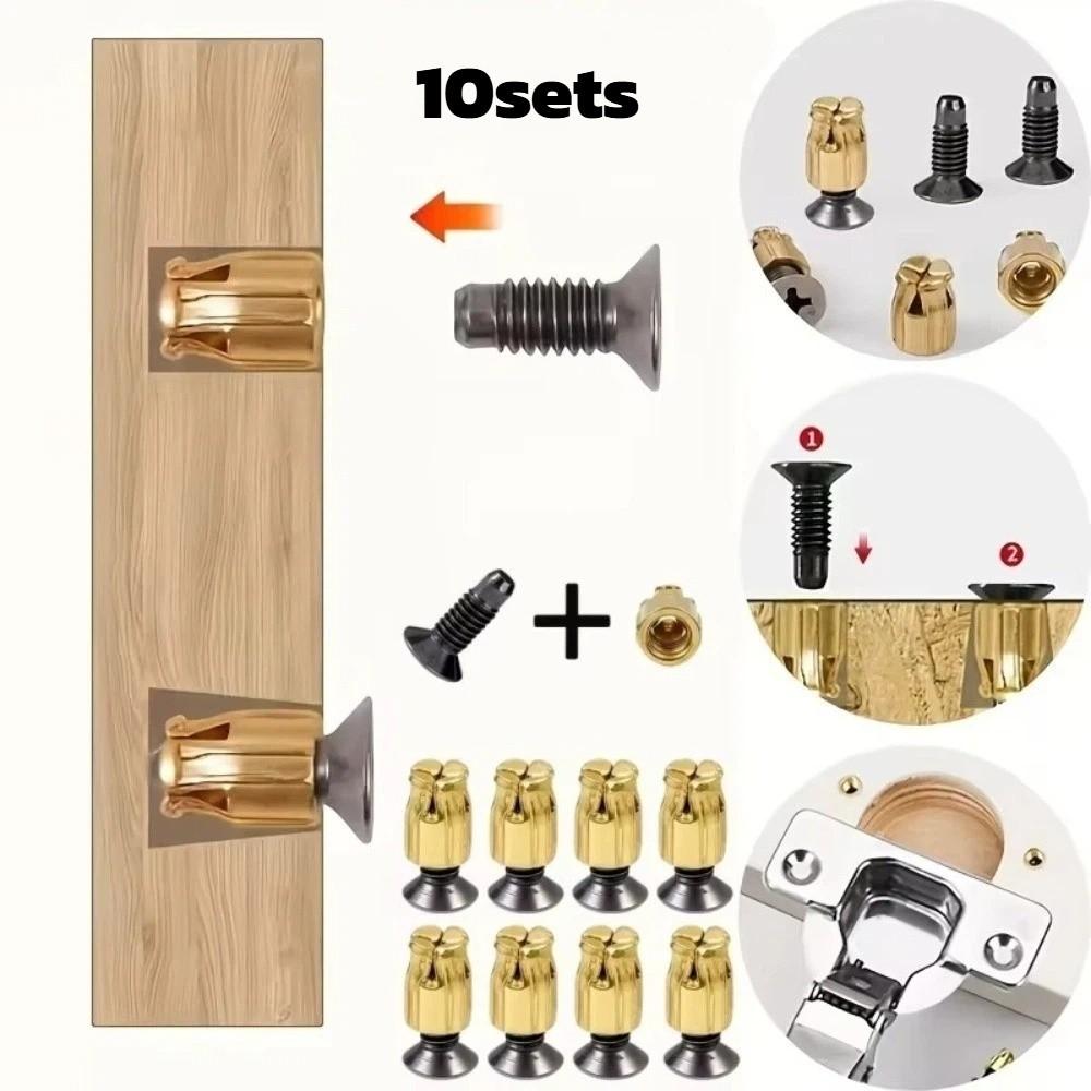10 Sets Cabinet Door Fix Metal Fastener Inserts Furniture Door Fix Inserts Furniture Door