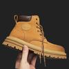 Men's Yellow Ins Style Leather Boots - High-Top, Plus Velvet, Autumn/Winter, Martin Boots for Couples