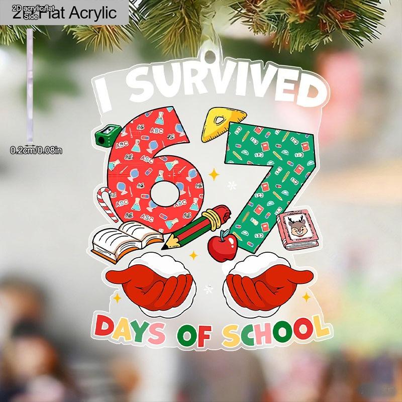

2D Flat Acrylic 67 Day School Decoration, Indoor and Outdoor Decoration - No Need for Batteries/electricity, Store Decoration, Durable Outdoor Deco 8*8cm
