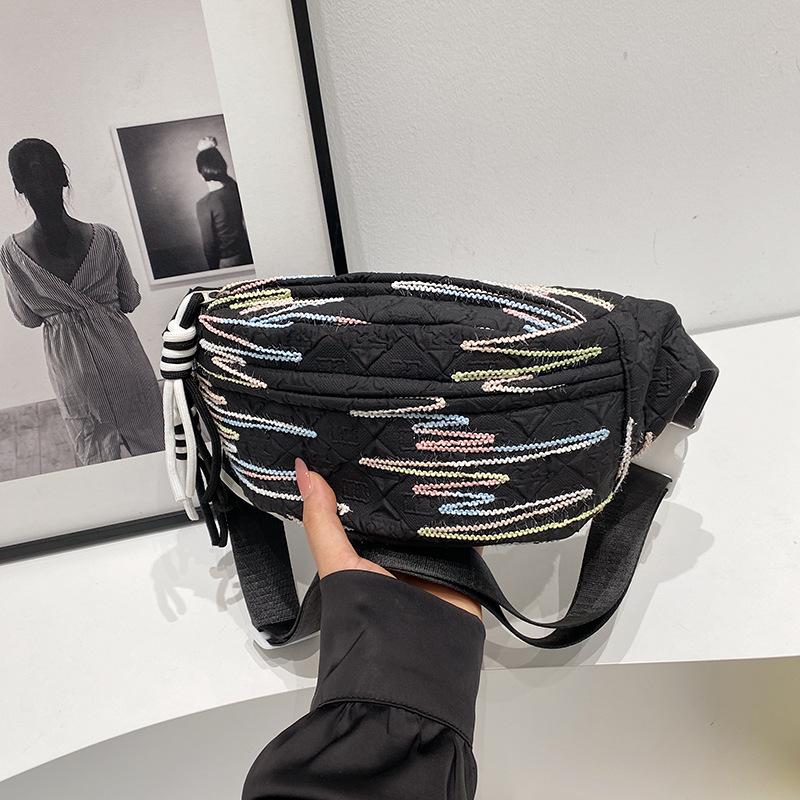 Модная нагрудная сумка женская 2025 новая повседневная модная сумка-мессенджер поясная сумка для мобильного телефона спортивная наплечная сумка One size чёрный 2109₽