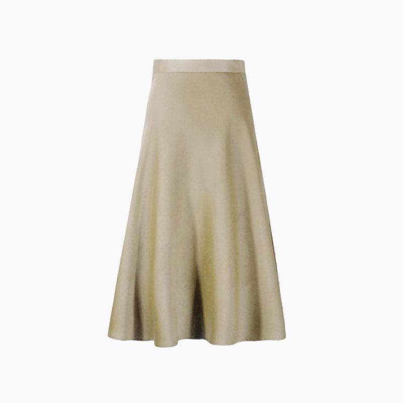 Glossy Acetate Satin Half Skirt Women's Summer Mid-length Light Mature Series Slimming A-line Skirt