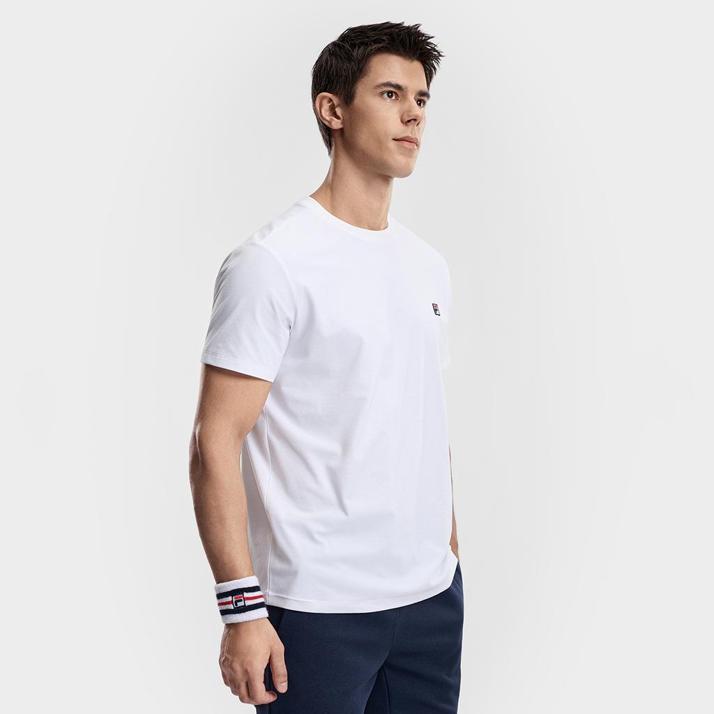 FILA Tennis Simple Sports Training Versatile Comfortable Knitted Short Sleeve T-Shirt Men Tops White A51M613101FWT