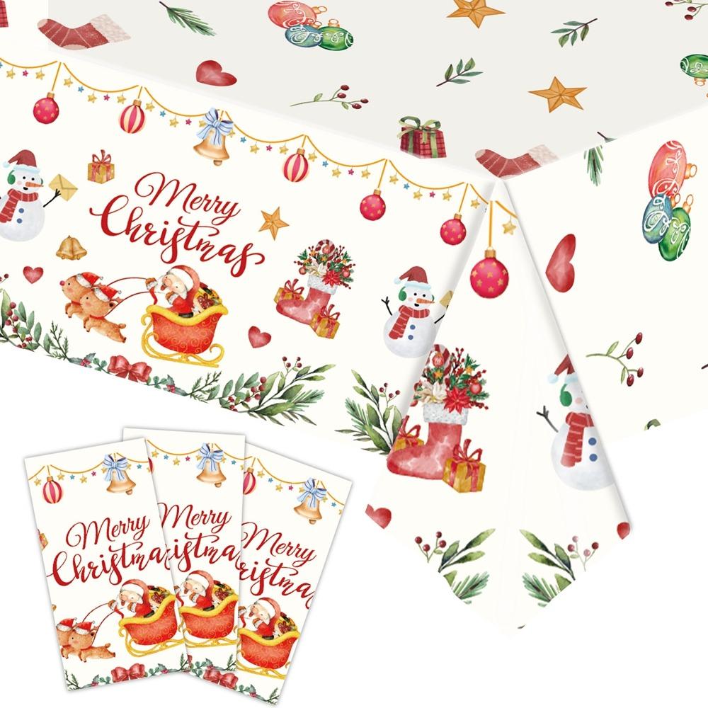 

Plastic Christmas Tablecloth Bronzing Disposable Disposable Tablecloths Snowman Snowflake Table Decoration Table Cover Christmas