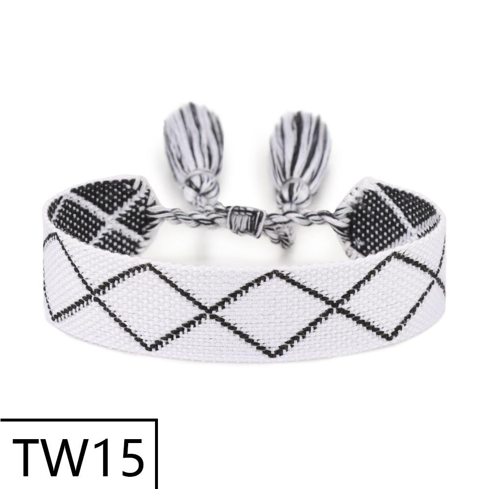 Handmade Bohemian Embroidered Logo Tassel Bracelet - Ethnic Style Friendship Band