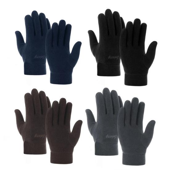 1 Pair Winter Polar Fleece Gloves Men Women Warm Outdoor Cycling Driving Gloves Windproof Non-Slip Soft Thickened Gloves