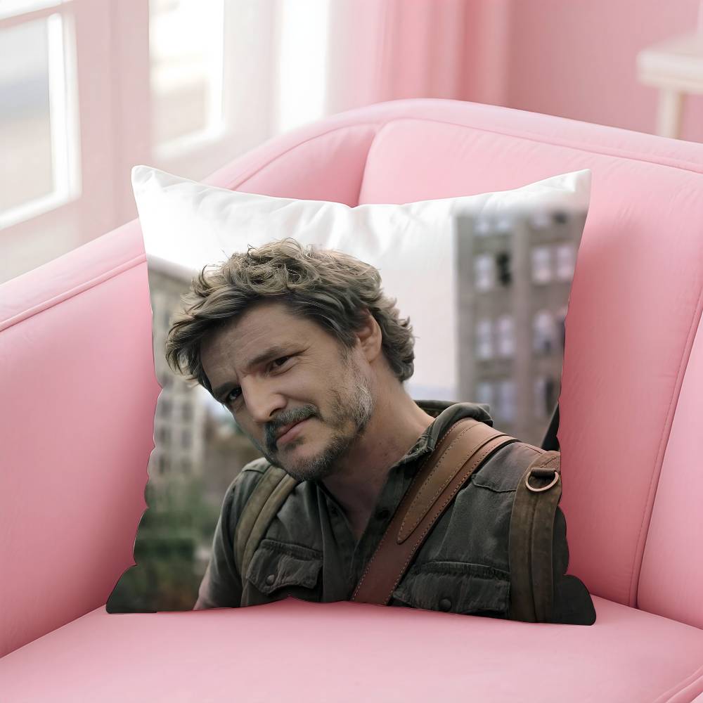 P-Pedro Pascal Hot Actor Pillow Case Anti-Dustmite Pillow Invisible Zipper Silky Short Plush Sofa Cushion Cover