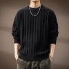 Premium Retro Textured Men's Sweater - Heavyweight Loose Fit Crewneck for Autumn/Winter