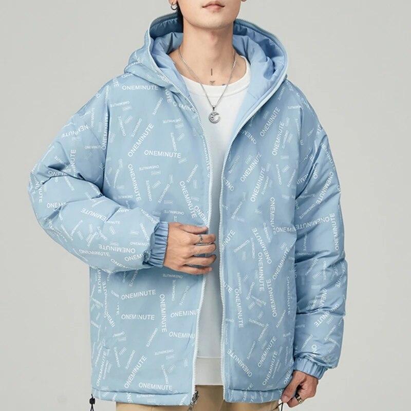 Winter Men's Parkas Thick Warm Casual Reversible Jacket Full Zip Hooded Windbreaker Padding Thermal Coat Plus Size 8xl