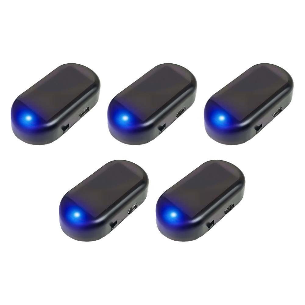 Solar Powered Car Fake Security Light Blue/Red Light LED Flashing Light Simulated Car LED Warning Light Anti-Theft Caution Lamp