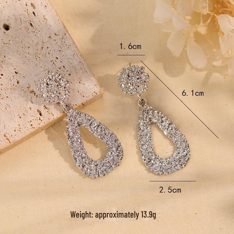 Minimalist Water Drop & Trapezoid Square Earrings - Retro Studs for Women