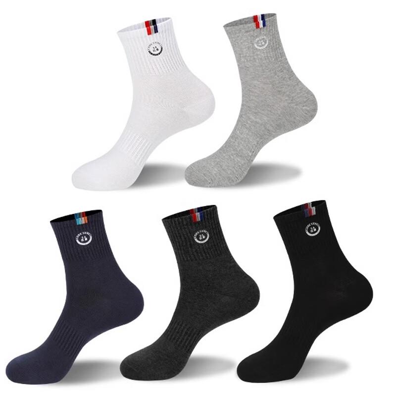 Langsha Men s 5-Pack Antibacterial Deodorant Mid-Calf Socks One Size