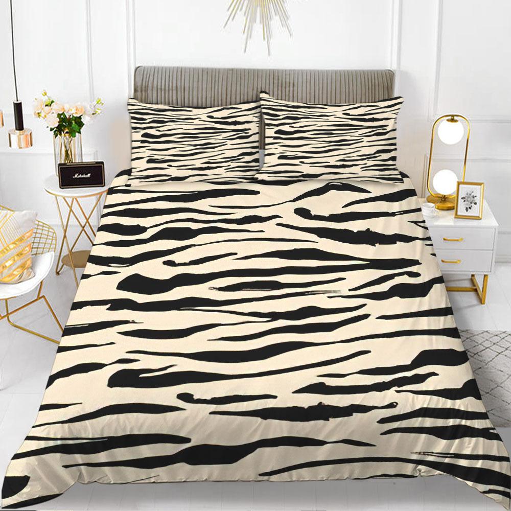 Zebra Print Duvet Cover Set King Polyester Red Black Stripes Bedding Set Wild Animal Zebra Wildlife Skin Quilt Cover For Girls