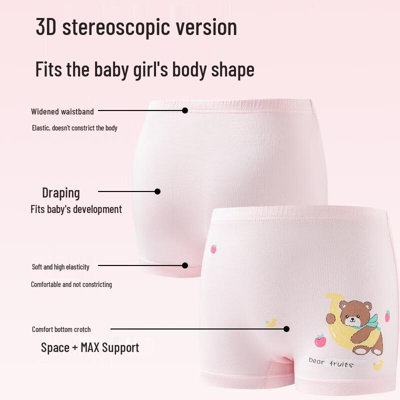 Mao Ren Girls' Ice Silk Cartoon Boxer Briefs Multi-pack