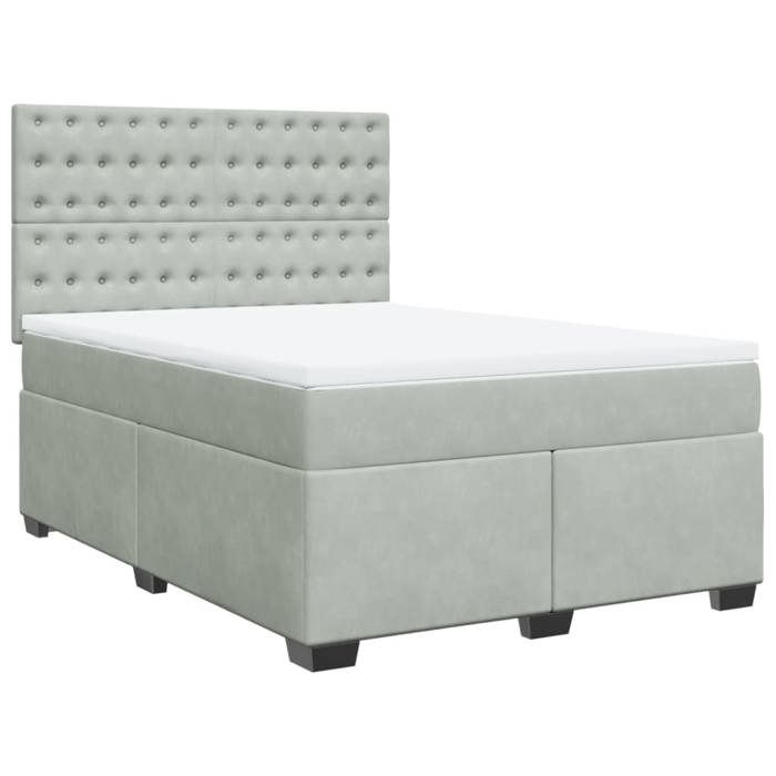 VidaXL Sommier à lattes de lit et matelas Gris clair 160x200cm Velours, lit, lit à plate-forme, lit à panneaux, meuble de 3293266