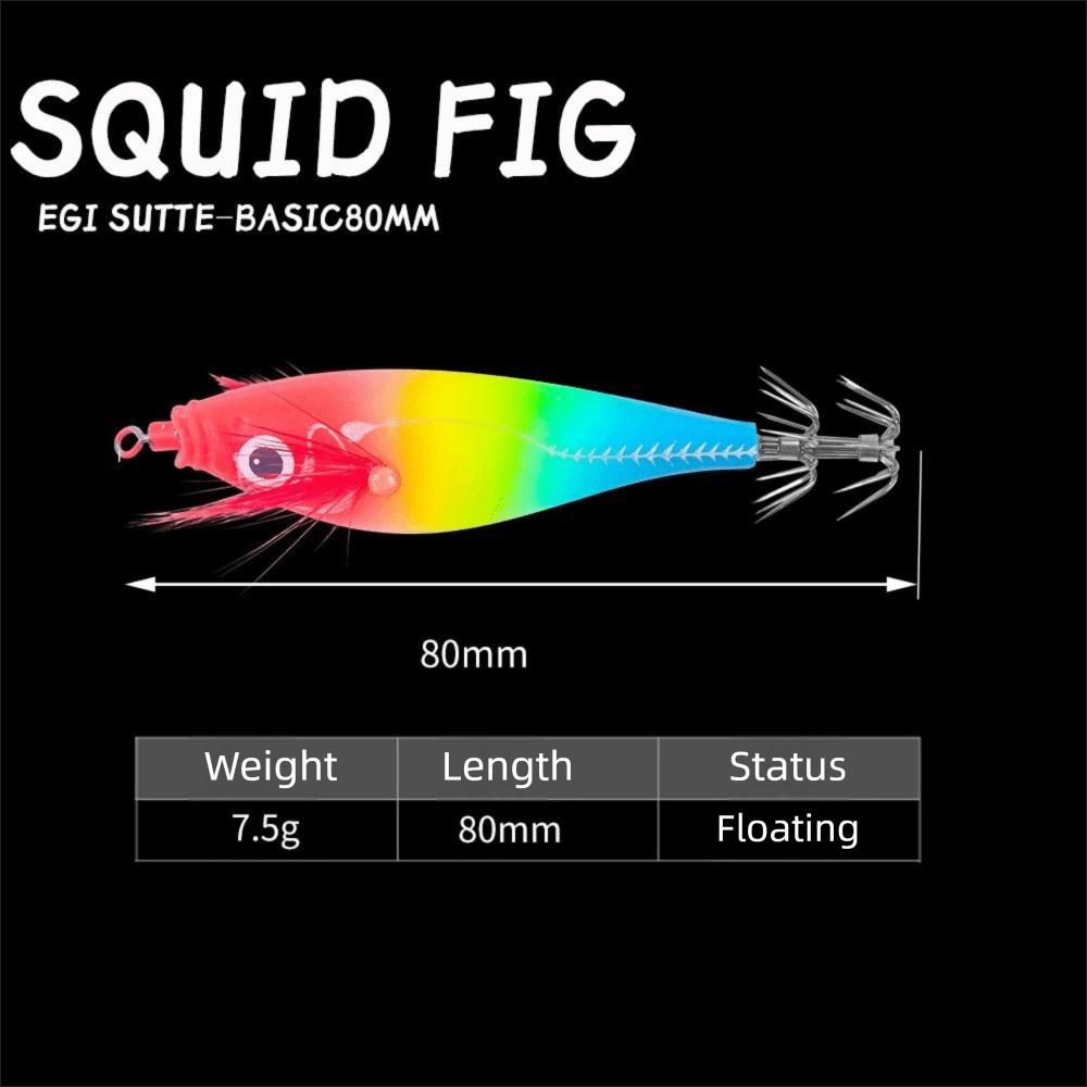 Shrimp 80mm 7g Squid Jig with Sound Beads Horizontal Artificial Calamar Wood Shrimp Webfoot Slow Sinking Lure Sea Fishing