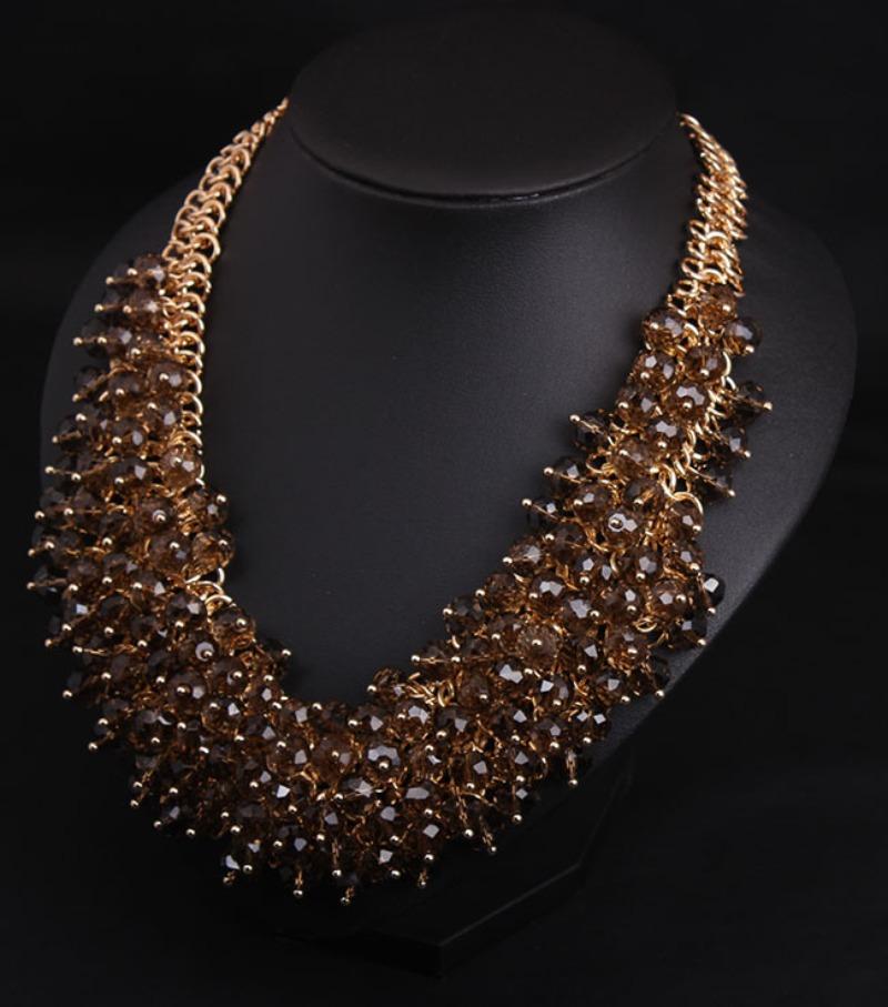 All-handmade Crystal Glass Multi-layer Short Clavicle Heavy Industry Necklace Women's Fashion Exaggerated Jewelry