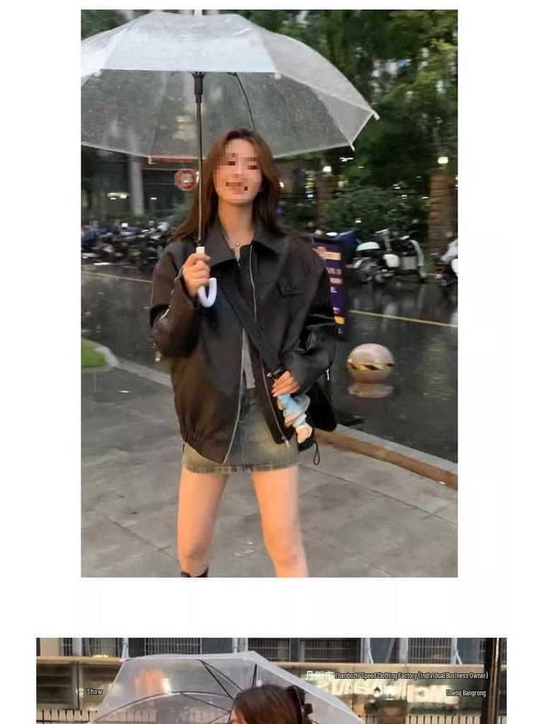 Women's Brown Retro Leather Motorcycle Jacket - New Spring & Autumn Style