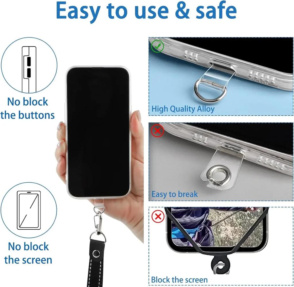 10/5/1Pcs Universal Tpu Handy Anti-verlorene Lanyard Karte Dichtung Nylon Abnehmbare Telefon Hängen Cord Strap Patch Tether Pad