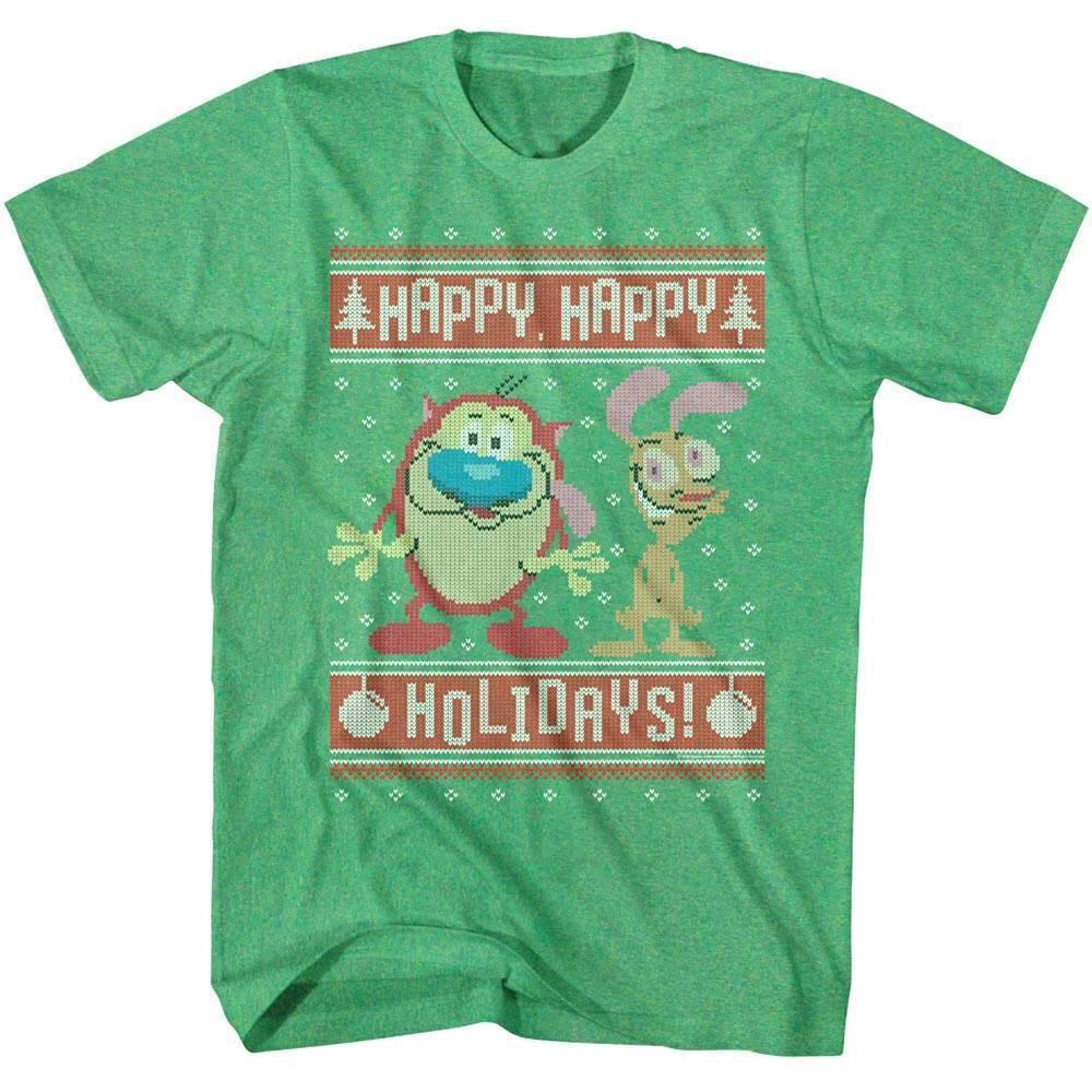Ren and Stimpy Happy Happy Holidays Men T Shirt XXXXL