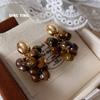 Retro Tiger Eye Tassel Earrings: Autumn/Winter Collection for Women - High-End, Natural Grape Cluster Design, Luxurious and Unique.