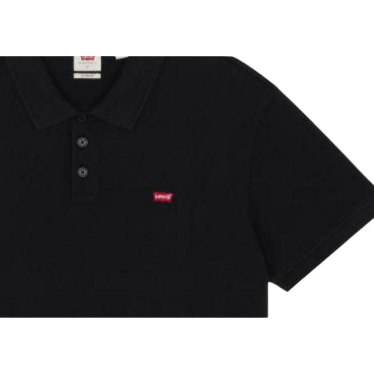 Levis Solid Color Short Sleeve Polo Shirt Unisex tops Black A0229-0005