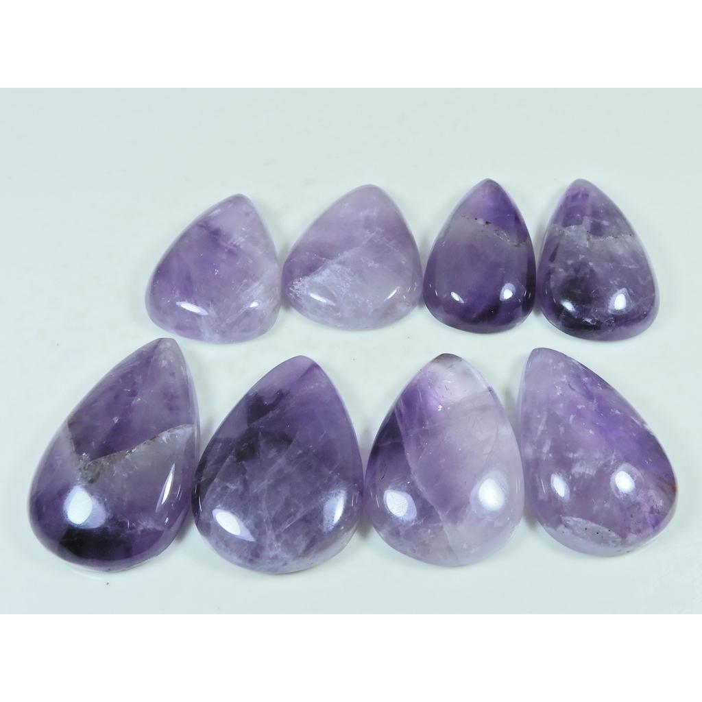 430Cts. Natural Amethyst Lace Agate Pear Cabochon Loose Gemstone 08 Pcs Lot C-3939