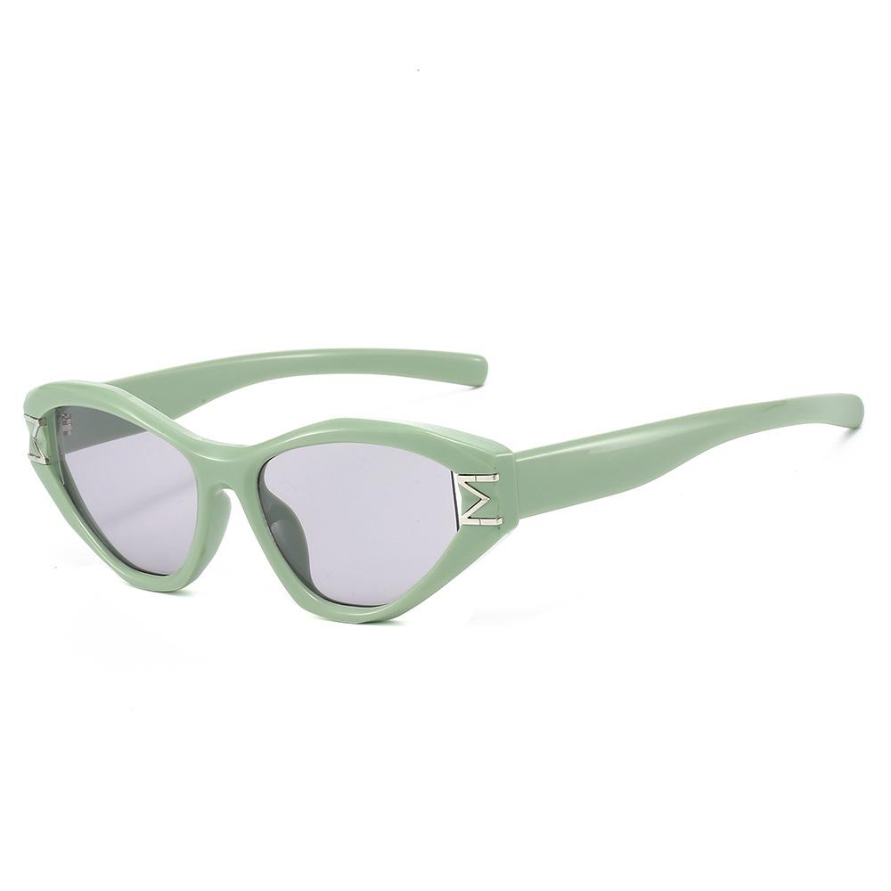 New Retro Small Frame Cat Eye Women Sunglasses  Luxury Metal Decoration Jelly Color Personality Casual Men Sun Glasses Uv400