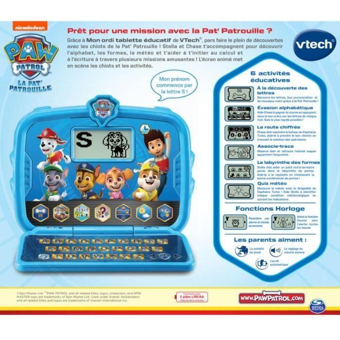 Ordinateur tablette éducatif vtech - pat patrouille - convient aux enfants de 3 ans et plus - bleu