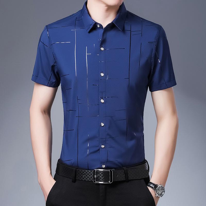 

Новий літній чоловічий кардиган, сорочка з коротким рукавом, молодіжна лацкана, тонка ділова повсякденна сорочка, чоловіча сорочка M