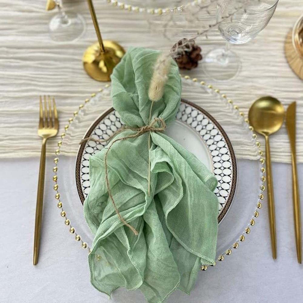 6 szt. serwetek z gazy, serwetek obiadowych, miękkich serwetek boho, rustykalnych, pomarszczonych serwetek z tkaniny serowej, hurtowych na wesele, imprezę, dekoracje