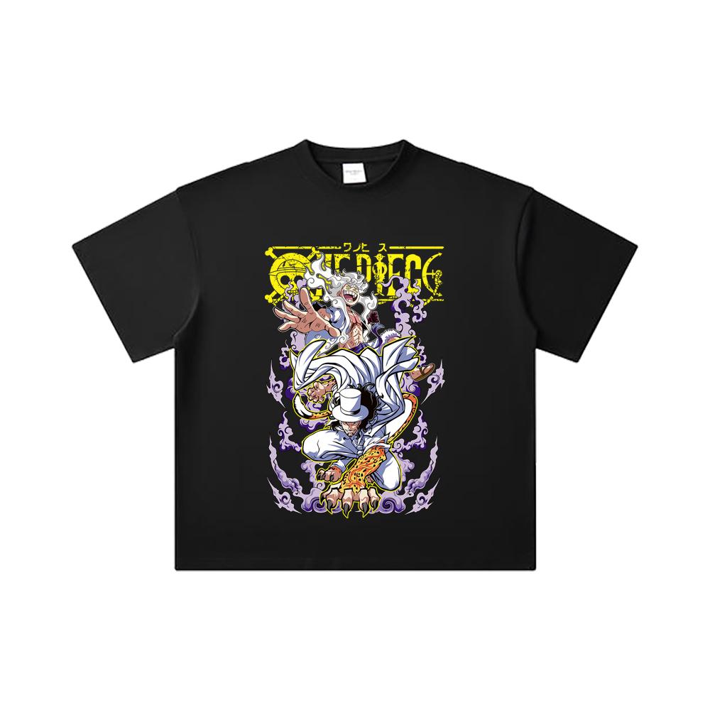 260 GSM Double Yarn 32 Count 100% Cotton One Piece V64 Luffy Lucci Print Unisex Heavy Cotton T Shirt