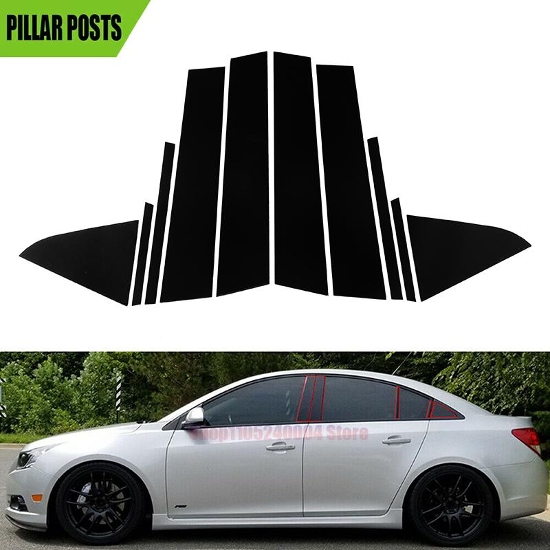 10PCS Fit For Chevrolet Cruze 2011 2012 201 2013 2014 2015 Glossy Black Pillar Posts Window Decor Cover Door Trim Accessories
