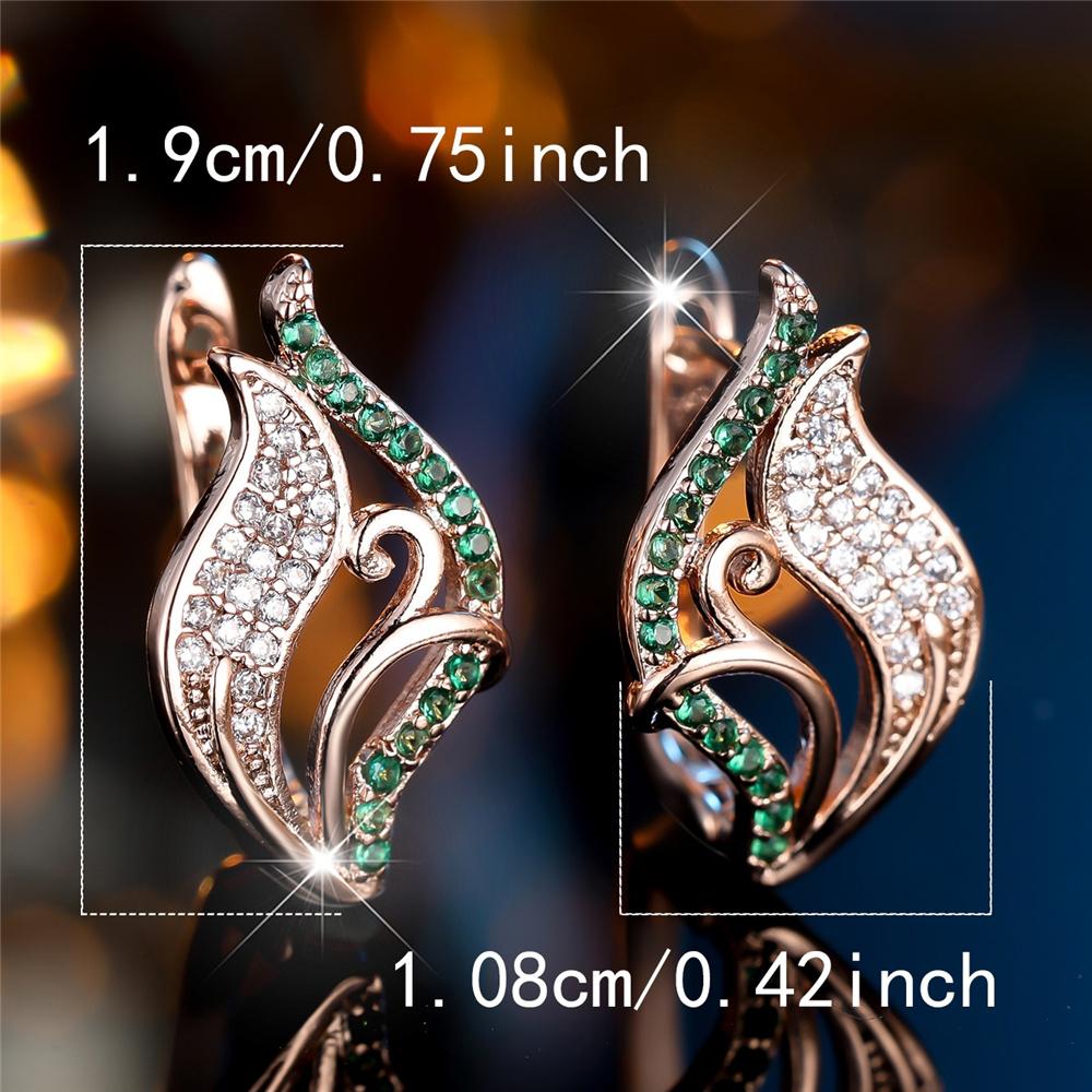 Cute Female White Green Zircon Stone Hoop Earrings Luxury Gold Color Wedding  For Women