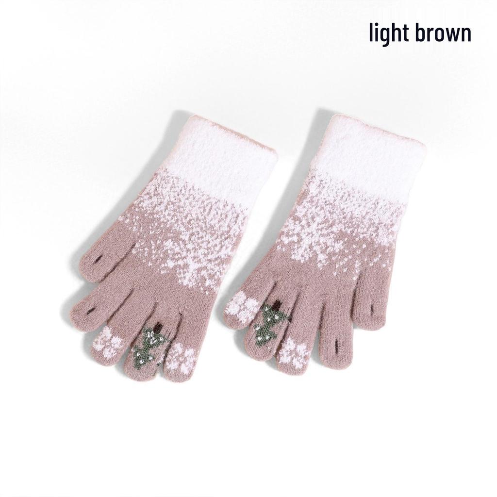 Snowflake Touchscreen Knit Wool Winter Gloves for Outdoor Cycling