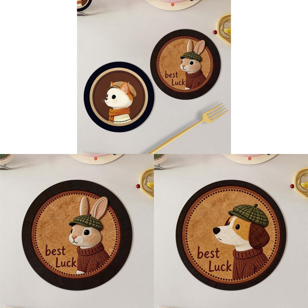 Cartoon Animal Coasters With Absorbent Silicone For Office Desk And Dining Protection