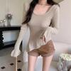 2025 Autumn/Winter PU Leather Patchwork Furry High-Waisted Slimming Women's Shorts