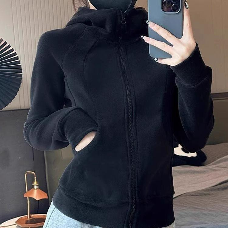 Autumn and Winter Fleece Stand-up Collar Sweater Jacket Women's Spring and Autumn Slim-fit Plus Fleece Jacket Liner